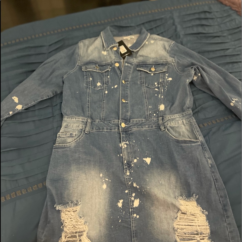 Denim ripped dress